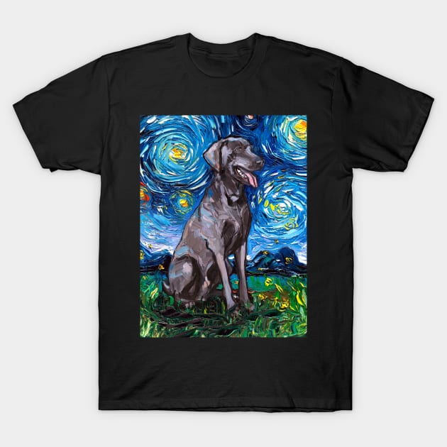 Weimaraner Night T-Shirt by sagittariusgallery